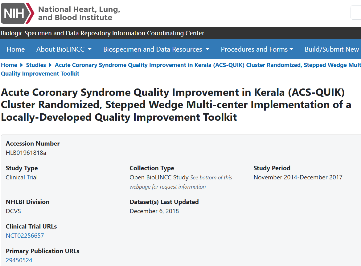 Acute Coronary Syndrome Quality Improvement in Kerala
